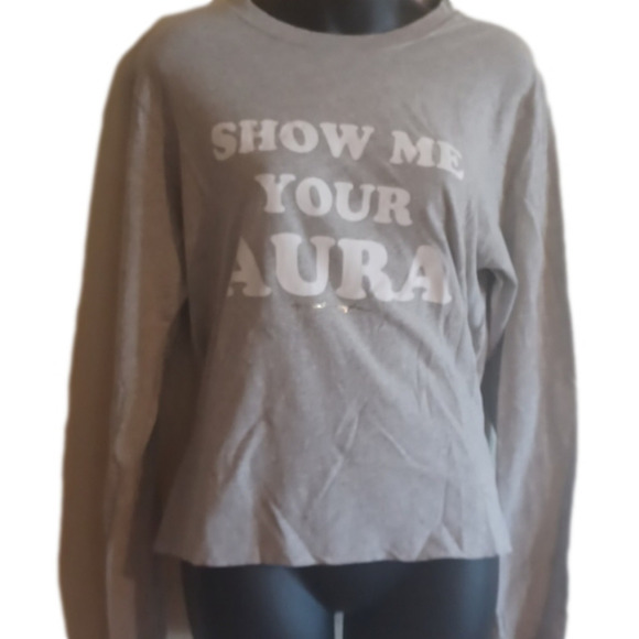 SPIRITUAL Gangster NWT" SHow me your Aura "  top. Grey / white. Size small - Picture 1 of 9